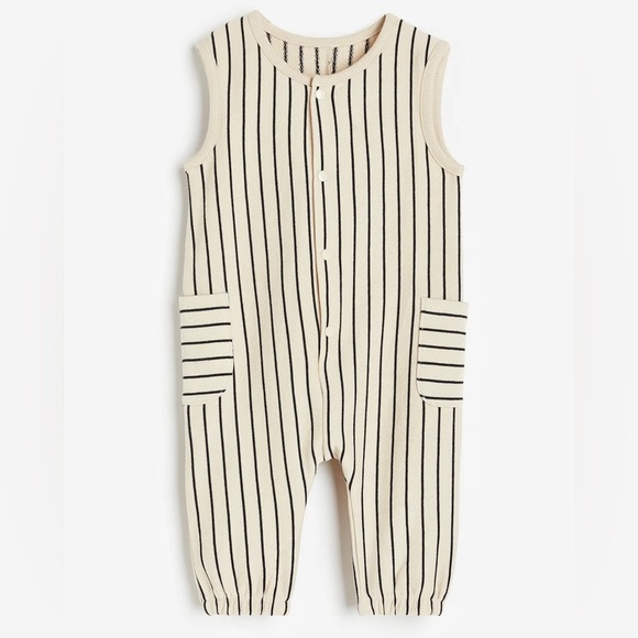 H&M Cream and Black Striped One Piece Romper 2T - Picture 1 of 9